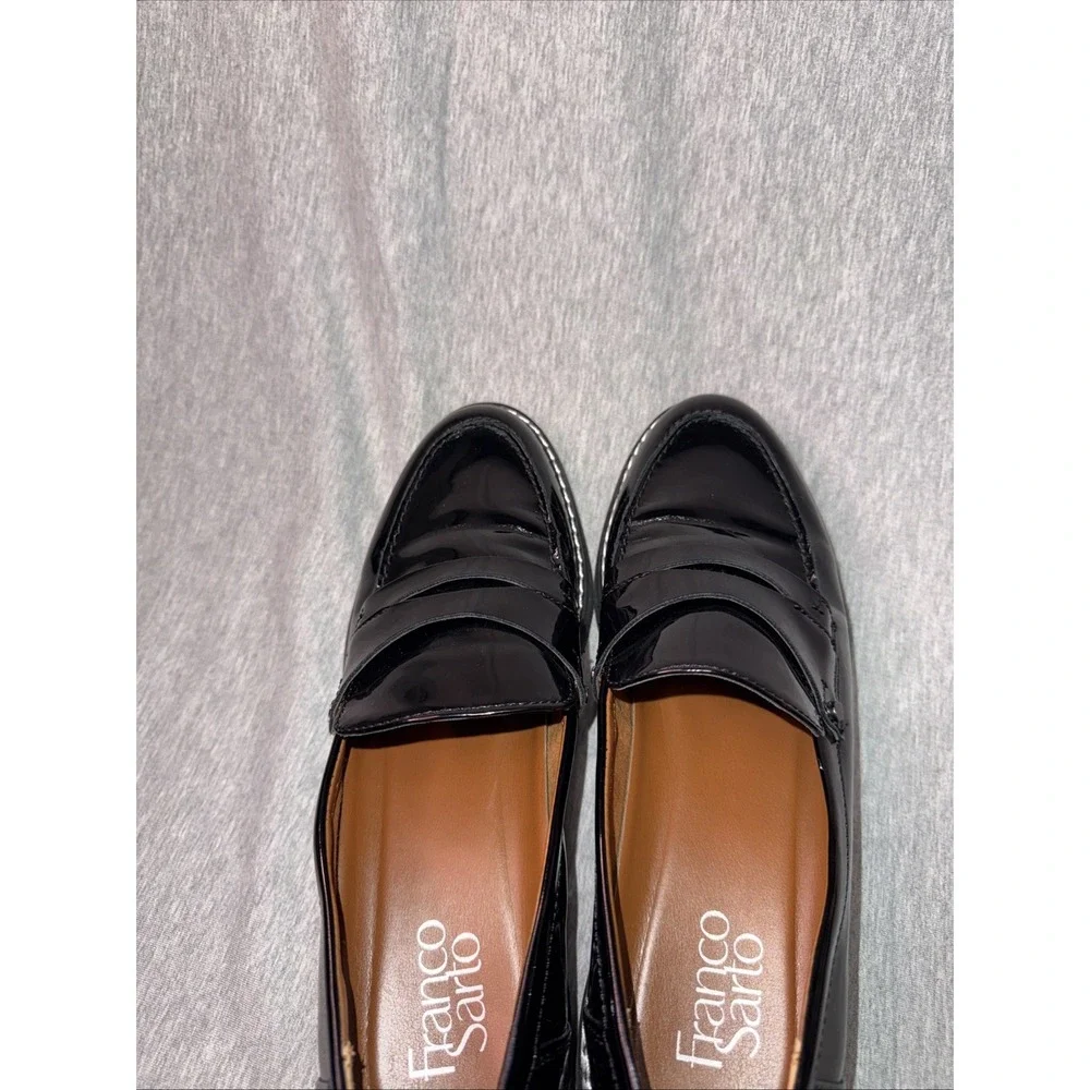 Franco Sarto Women's Patent Loafers Black Slip On Comfort Shoes Size 7.5